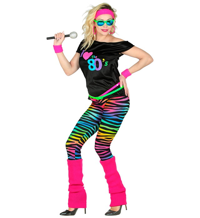 The 80S Fashion  Sleeveless T-Shirt, Leggings, Leg Warmers, Headband, 2 Wristbands 