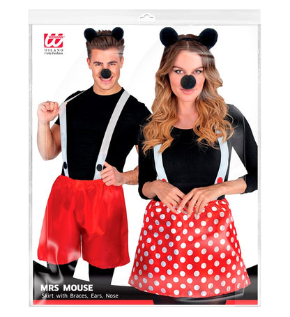 Mouse Dress-Up Set  Ears, Nose, Skirt Or Shorts  3 For Woman & 3 For Man Ass.