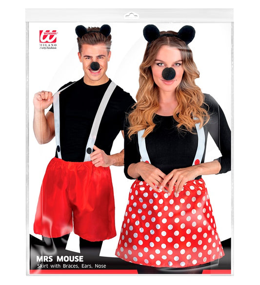 Mouse Dress-Up Set  Ears, Nose, Skirt Or Shorts  3 For Woman & 3 For Man Ass.