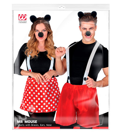 Mouse Dress-Up Set  Ears, Nose, Skirt Or Shorts  3 For Woman & 3 For Man Ass.