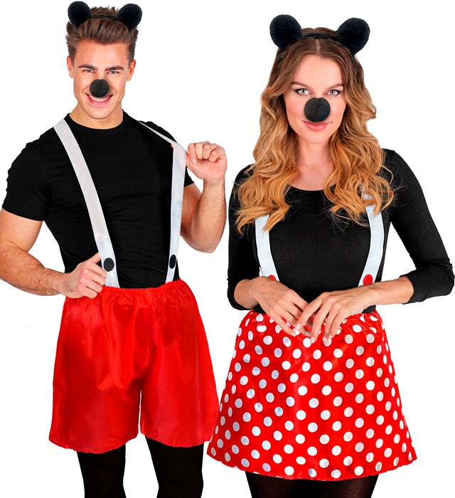 Mouse Dress-Up Set  Ears, Nose, Skirt Or Shorts  3 For Woman & 3 For Man Ass.