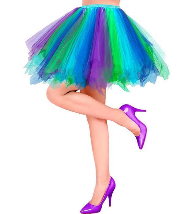 Blue-Azure-Green-Purple Tutu With Inner Pocket For Led Lights