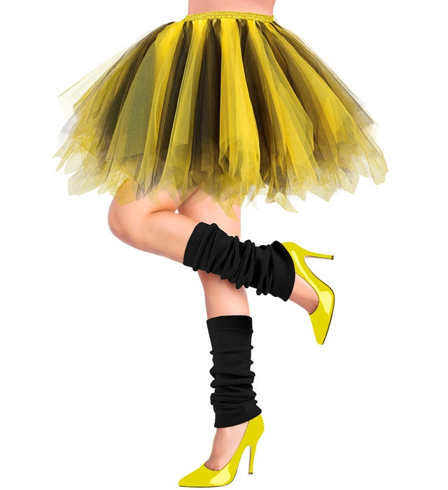 Yellow-Black Tutu With Inner Pocket For Led Lights
