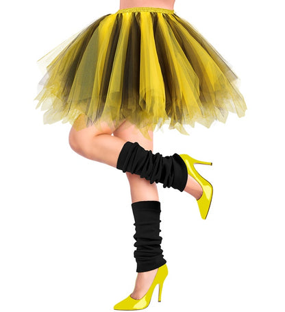 Yellow-Black Tutu With Inner Pocket For Led Lights
