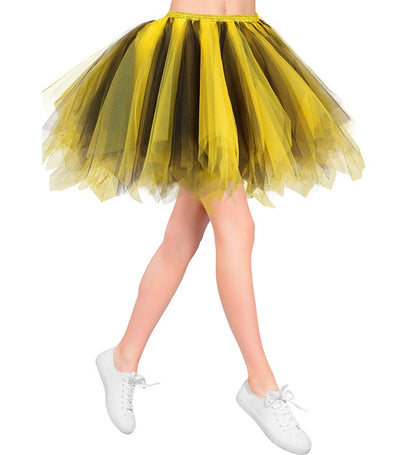 Yellow-Black Tutu With Inner Pocket For Led Lights