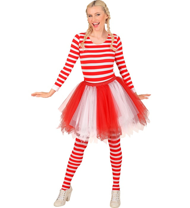White-Red Tutu With Inner Pocket For Led Lights