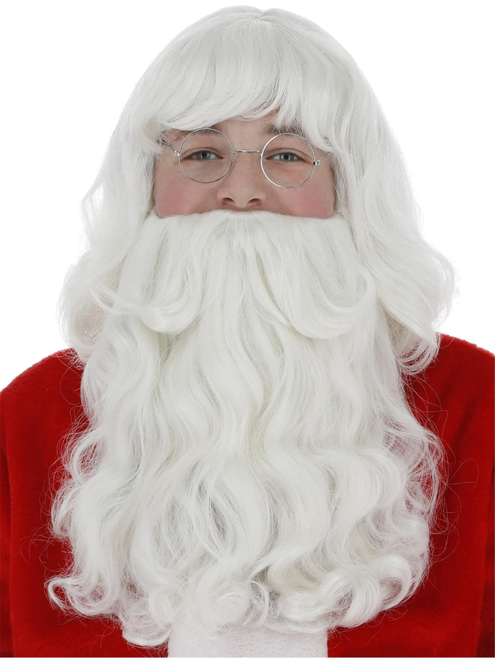 Santa Wig and Beard Set White 38cm