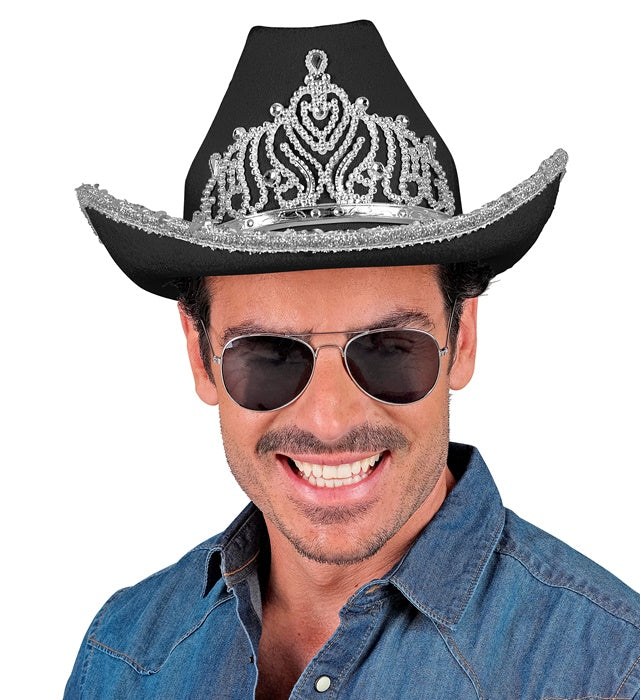 Black Party Cowgirl Hat With Tiara
