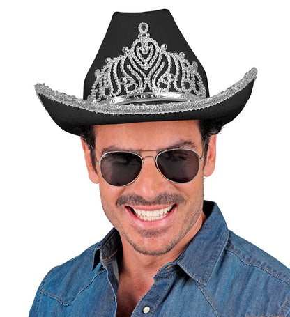 Black Party Cowgirl Hat With Tiara