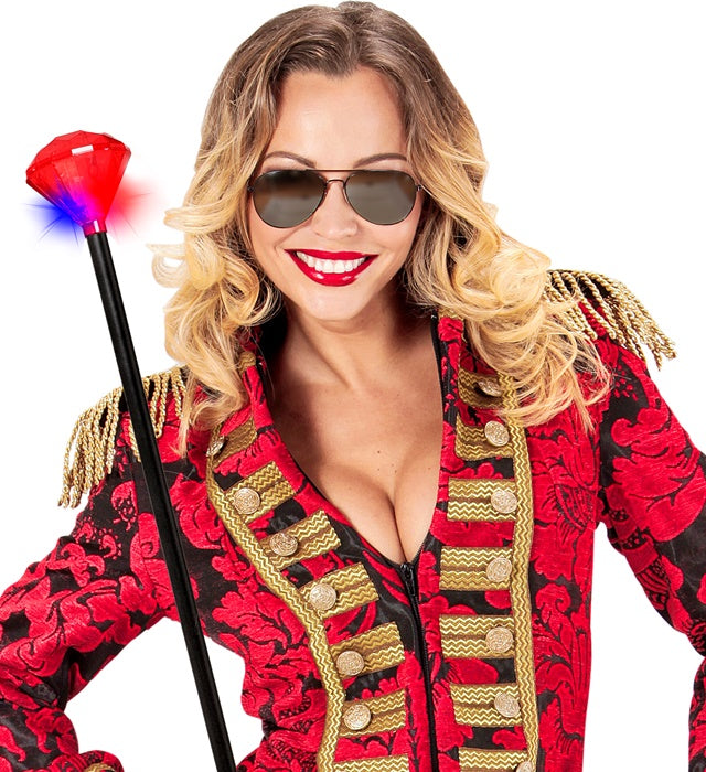 Blinking Light Ruby Cane 88 Cm - Activated By Shaking