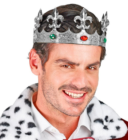 Metal Silver Crown With Gems