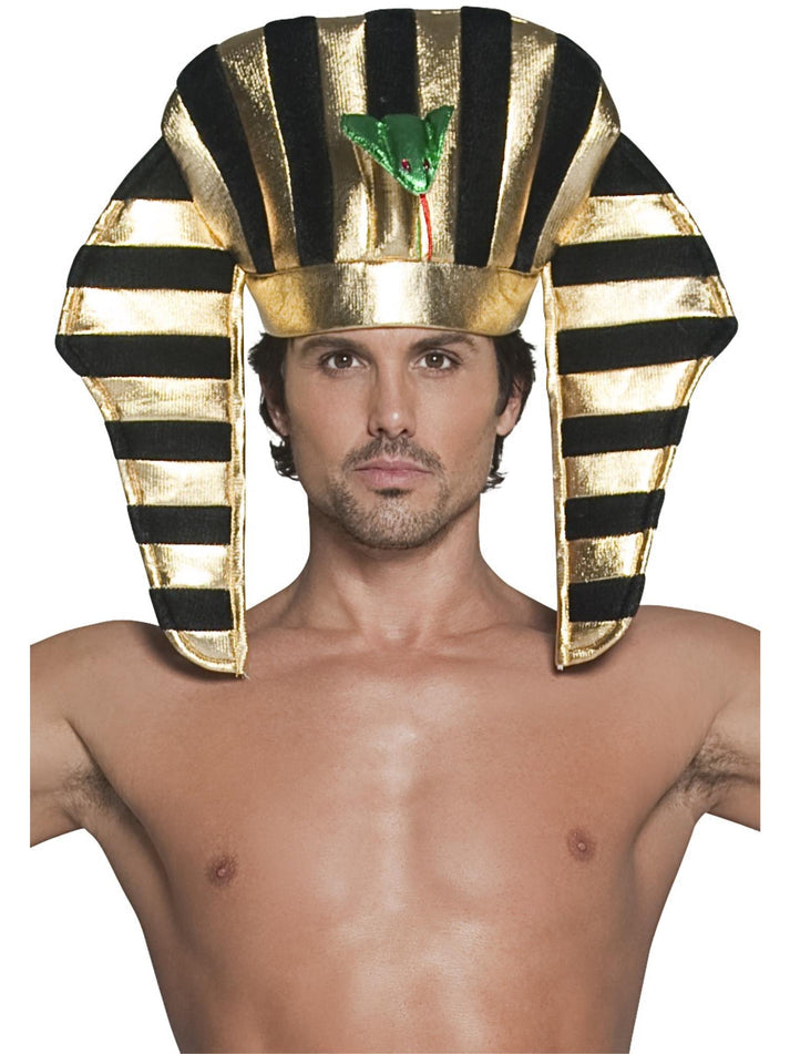Pharaoh Headpiece Adult Black Gold Egyptian Costume Accessory