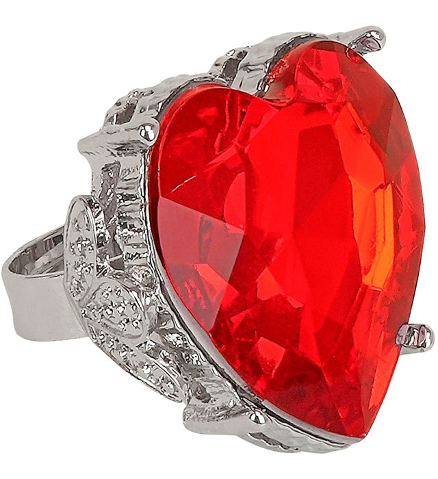 Red Gemstone Heart Rings In Display Box