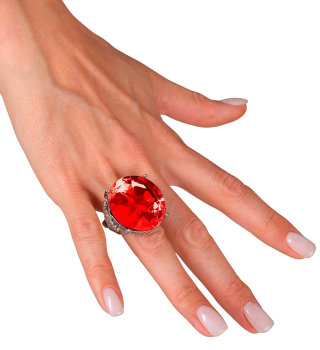Red Jewel Rings In Display Box - 3 Styles Ass. 