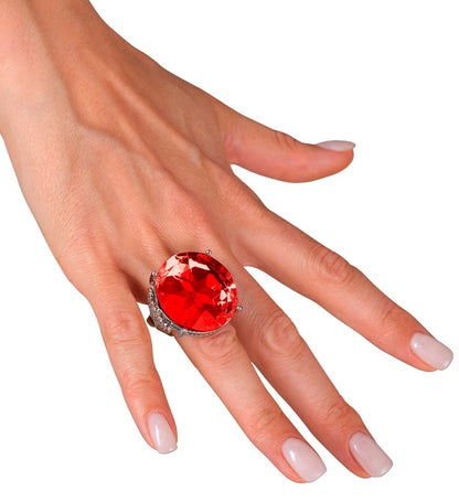 Red Jewel Rings In Display Box - 3 Styles Ass. 
