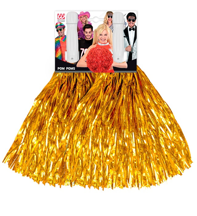 Set Of 2 Gold Pom Poms