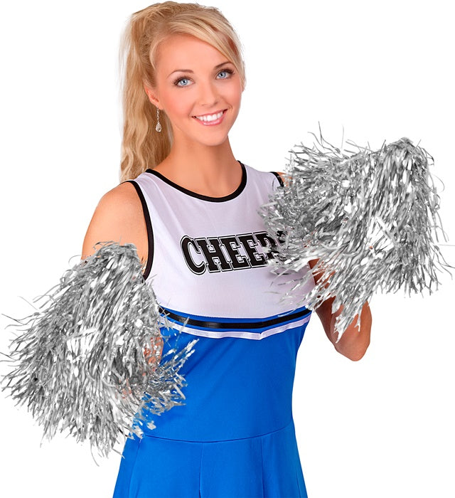 Set Of 2 Silver Pom Poms