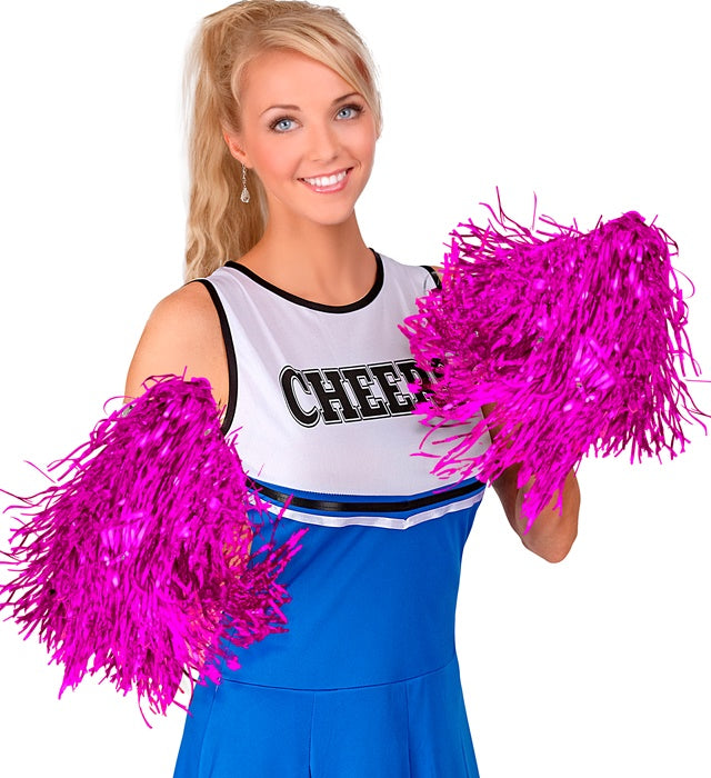 Set Of 2 Metallic Pink Pom Poms