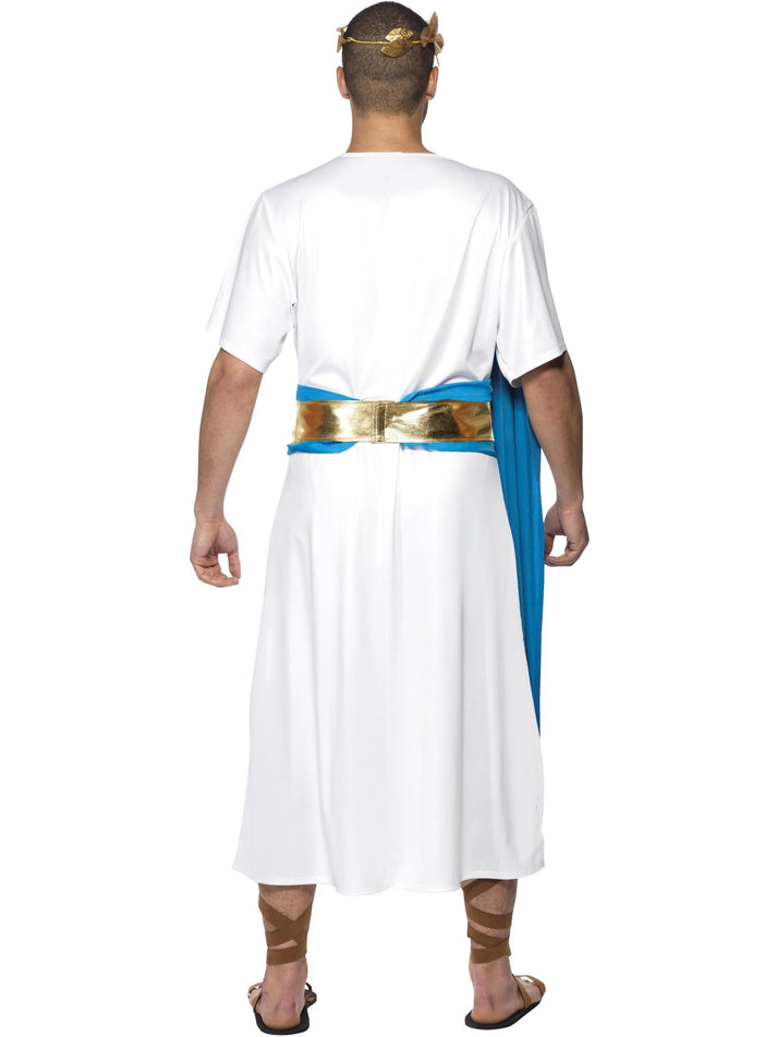 Roman Senator Costume Adult White Blue Robe Belt Headpiece 3