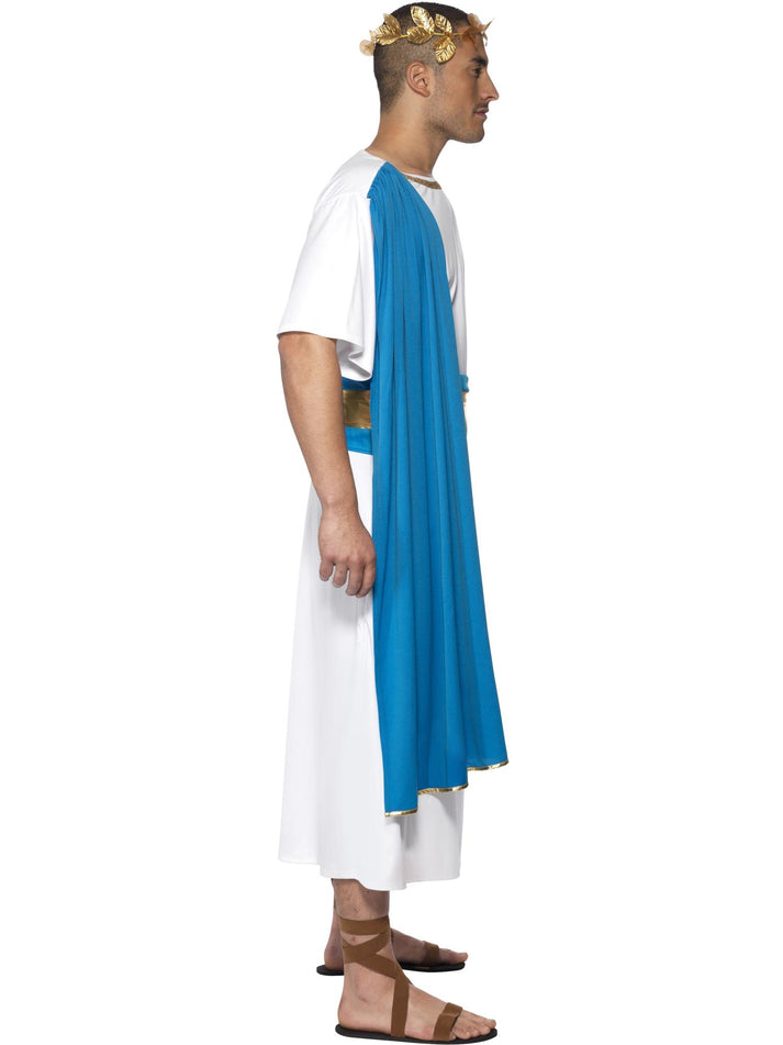 Roman Senator Costume Adult White Blue Robe Belt Headpiece 2