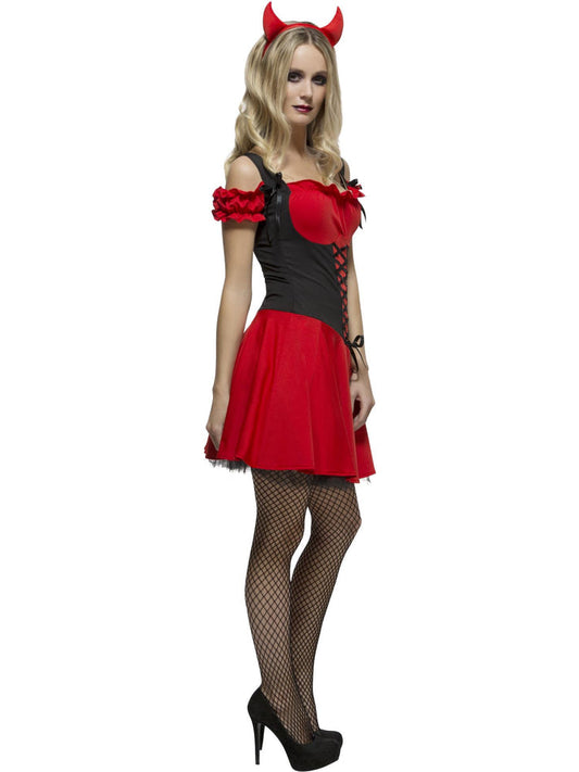 Wicked Devil Costume Adult Red Black Dress Underskirt and Horns Headband 2