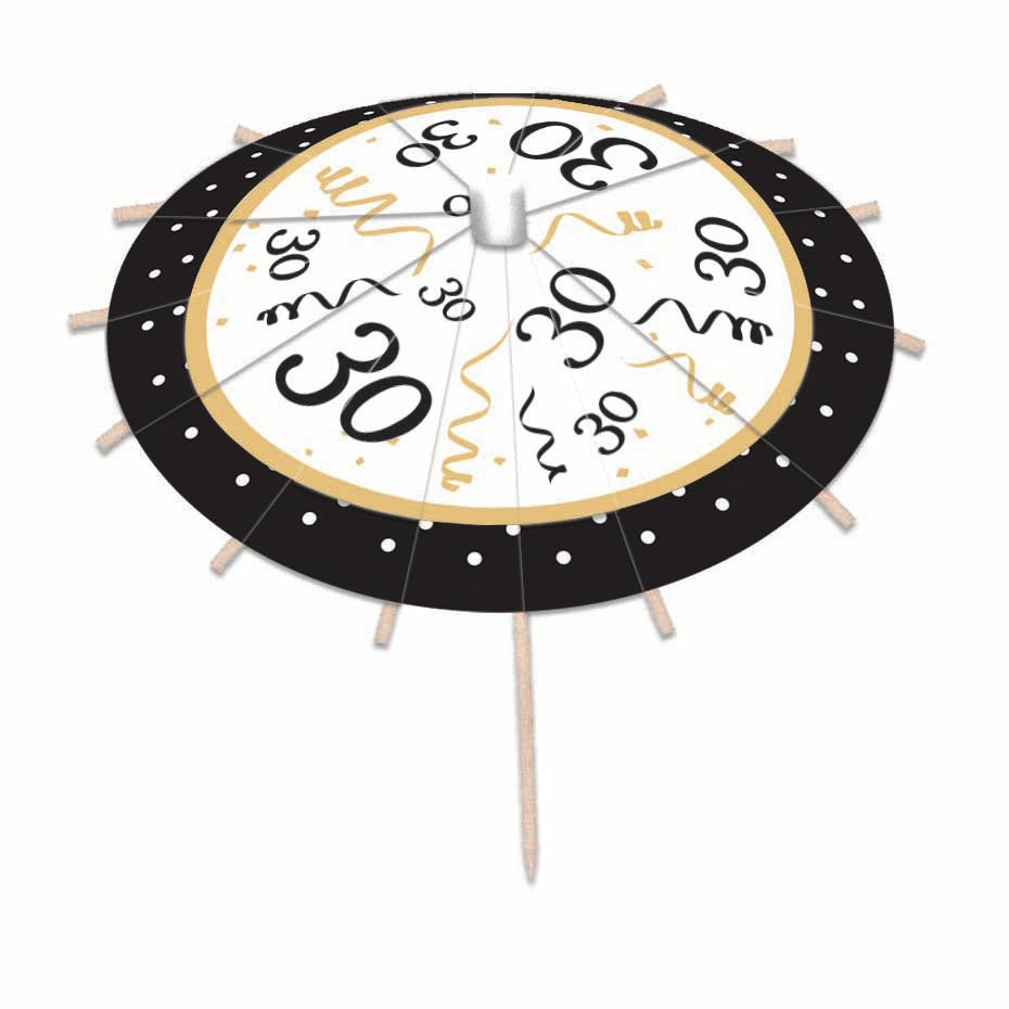 30th Birthday Drink Umbrellas Pack of 12 1