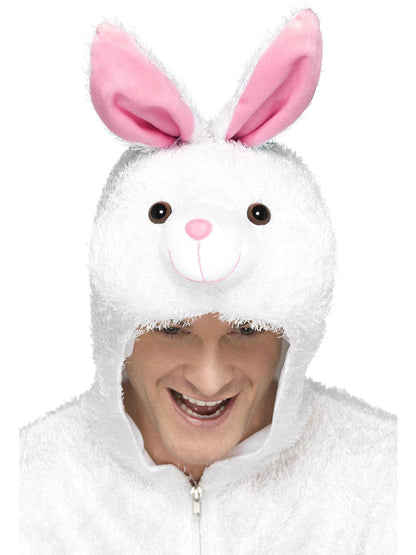 Bunny Costume Adult White Jumpsuit with Pink Ears 2