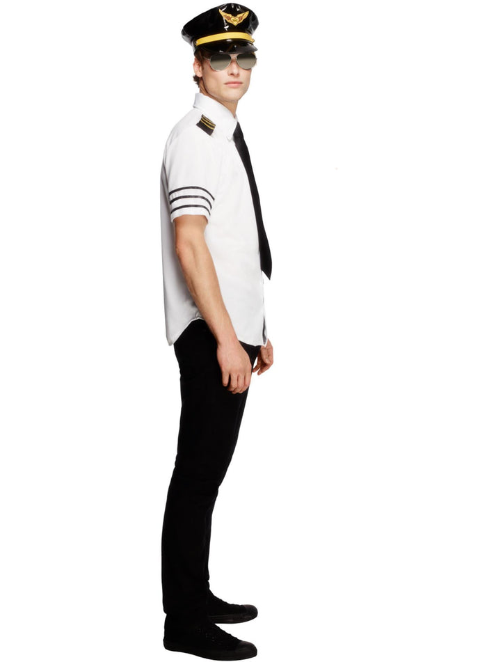 Fever Mile High Costume Kit Adult White Shirt Black Tie and Hat 2