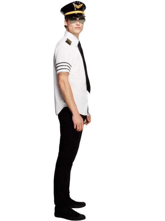 Fever Mile High Costume Kit Adult White Shirt Black Tie and Hat 2