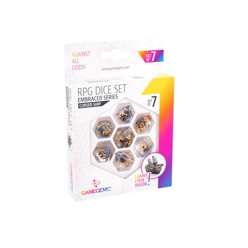 Gamegenic Embraced Series RPG Dice Set | Set of 7 Dice in a Variety of Sizes Designed for Roleplaying Games | Premium Quality Resin Dice with Unique Thematic Cursed Ship Design | Made by Gamegenic 1