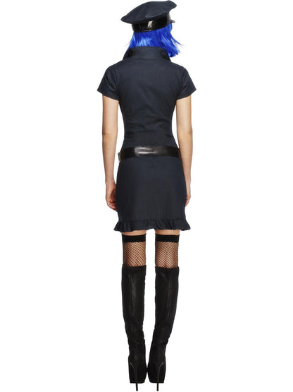 Fever Naughty Cop Costume Adult Blue Dress Tie Hat and Belt 3