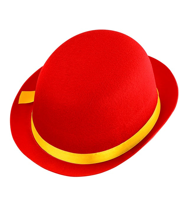 Red Bowler Hat Felt