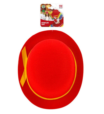 Red Bowler Hat Felt