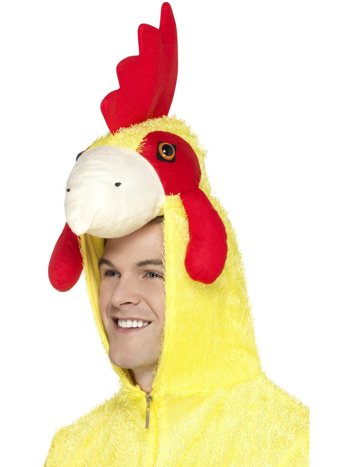 Chicken Costume Adult Yellow and Orange Hooded Jumpsuit 4