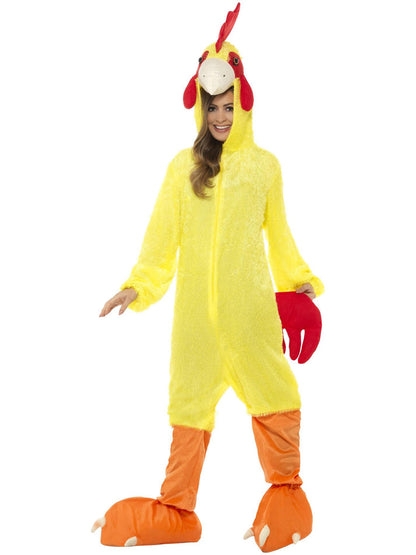 Chicken Costume Adult Yellow and Orange Hooded Jumpsuit 5