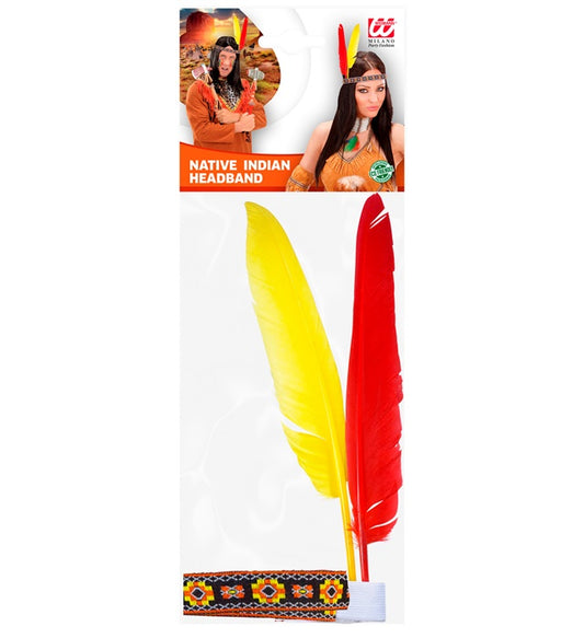 Native Indian Headband With 2 Feathers