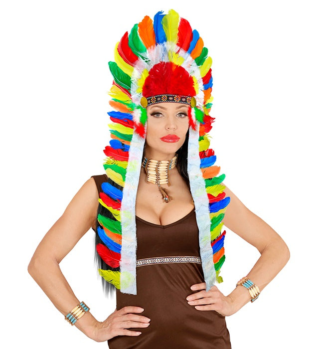 Extra Long Native Indian Headdress Abt. 160 Cm
