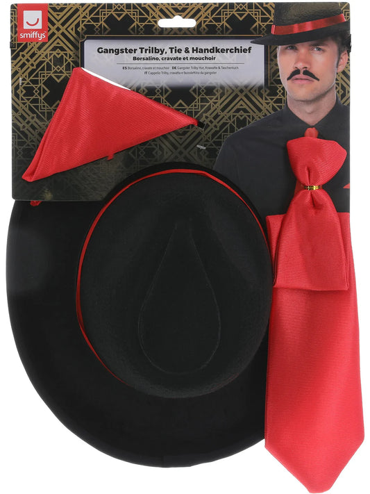 Gangster Trilby Tie and Handkerchief Adult Instant Costume Kit 2