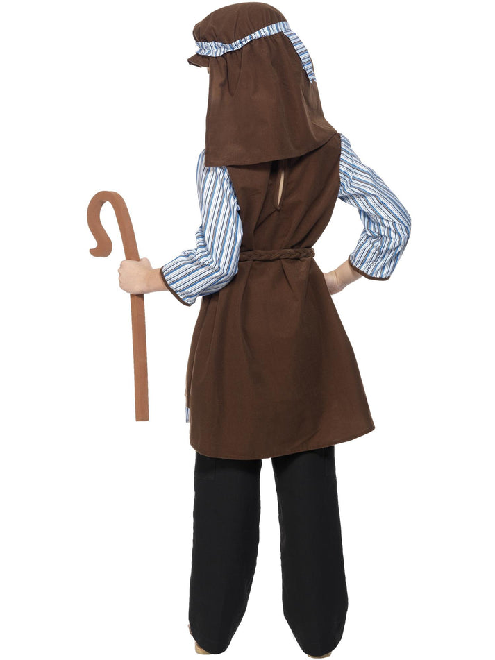 Shepherd Costume Kids Brown and Blue Robe Headpiece and EVA Staff