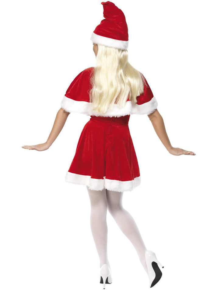 Miss Santa Costume Adult Red White Dress Cape and Hat