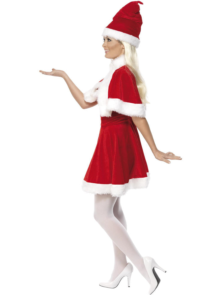 Miss Santa Costume Adult Red White Dress Cape and Hat