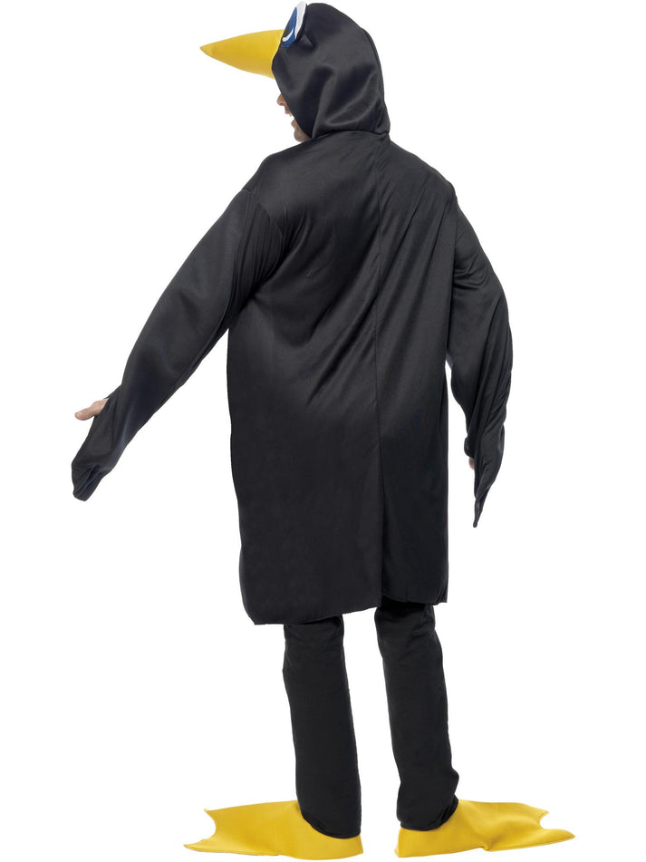 Penguin Costume Adult Black White Bodysuit Red Bow Tie and Yellow Bootcovers