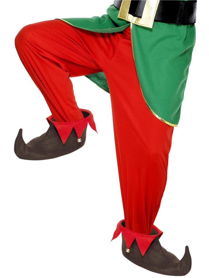 Elf Shoes with Bells Adult Brown Red Costume Accessory