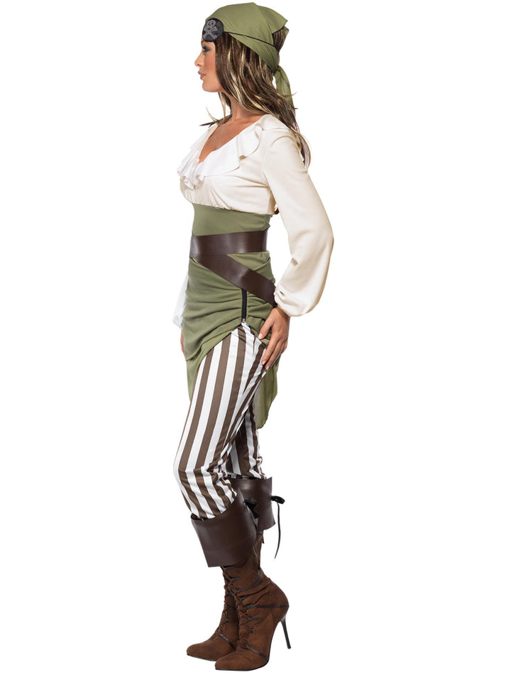 Shipmate Sweetie Costume Adult Green White Top Skirt Leggings Bandanna Belt And Bootcuffs