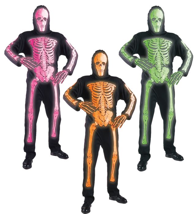 Neon Skeleton 3 Colors Ass.  Jumpsuit, Mask 