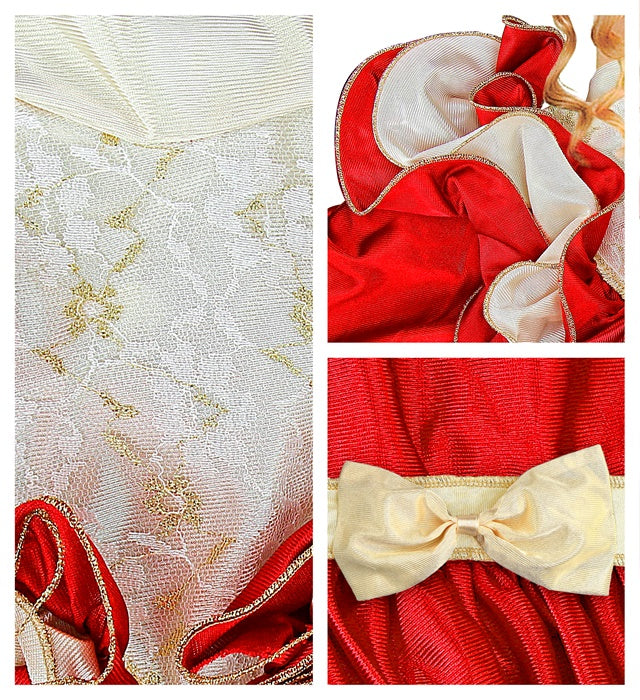 Clementina  Dress With Wire Hoop, Ribbon Belt, Hat 