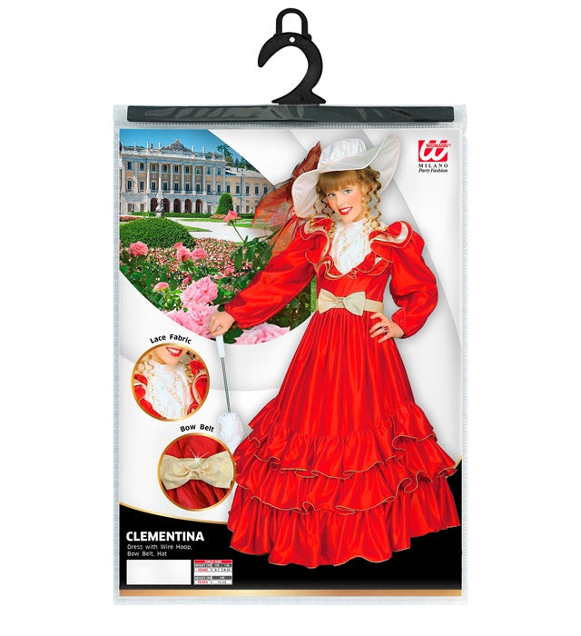 Clementina  Dress With Wire Hoop, Ribbon Belt, Hat 