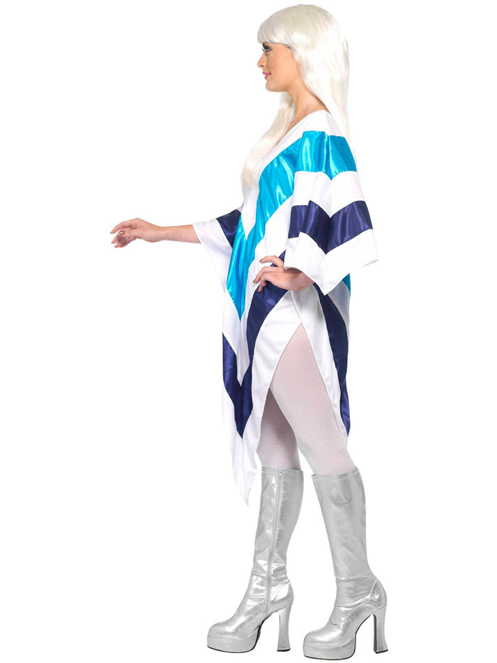 70s Super Trooper ABBA Poncho Adult White Blue