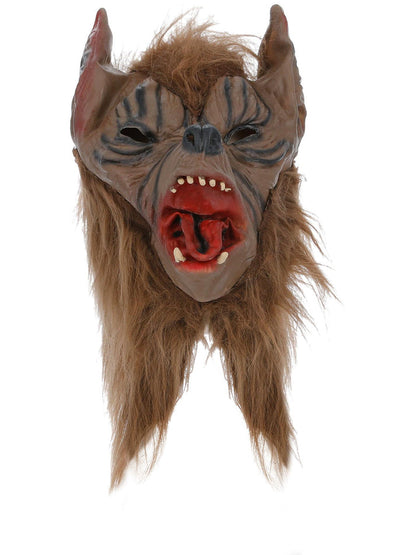 Wolf Mask Adult Brown Fur Overhead Latex Horror Costume Accessory 3