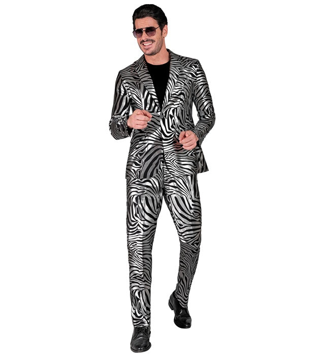 Silver Animalier Party Fashion Suit  Jacket, Pants 
